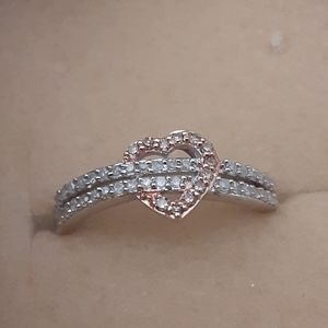 .28ctw. Champagne And White Diamond Heart Band Ring
